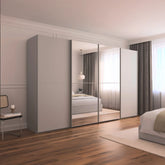 Supreme Duo Silk Grey 4 Door Sliding Wardrobe with Mirror